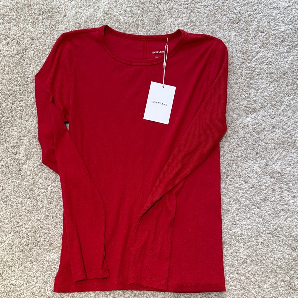 Everlane Rich Red Long Sleeve Tee